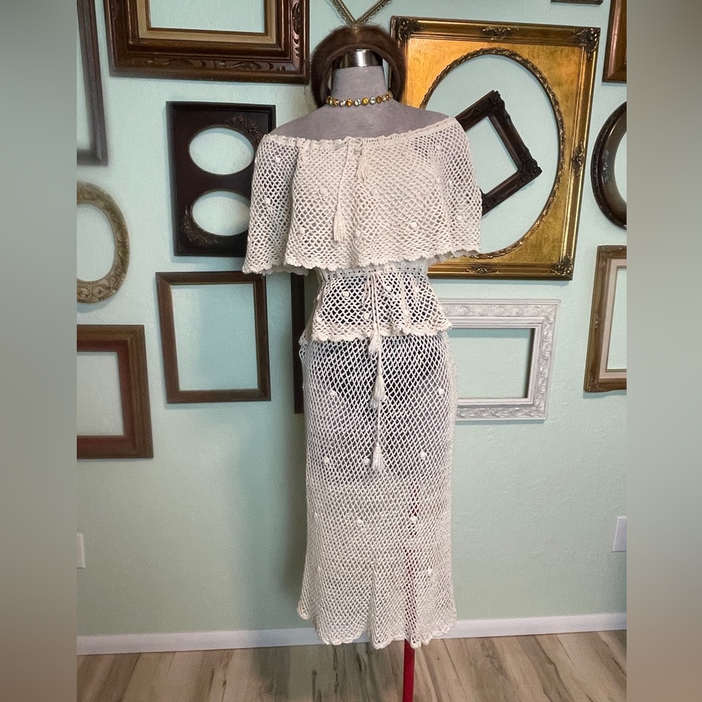 Vintage Handcrafted Philipino Crochet Skirt Set